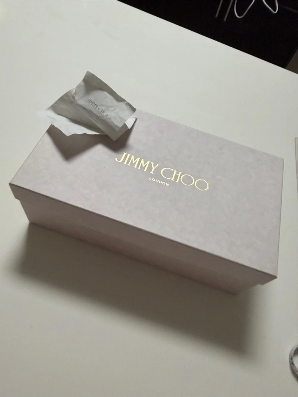 Jimmy Choo Box with Gold Foil Logo/ jimmy Choo printed tissues papers/ book card